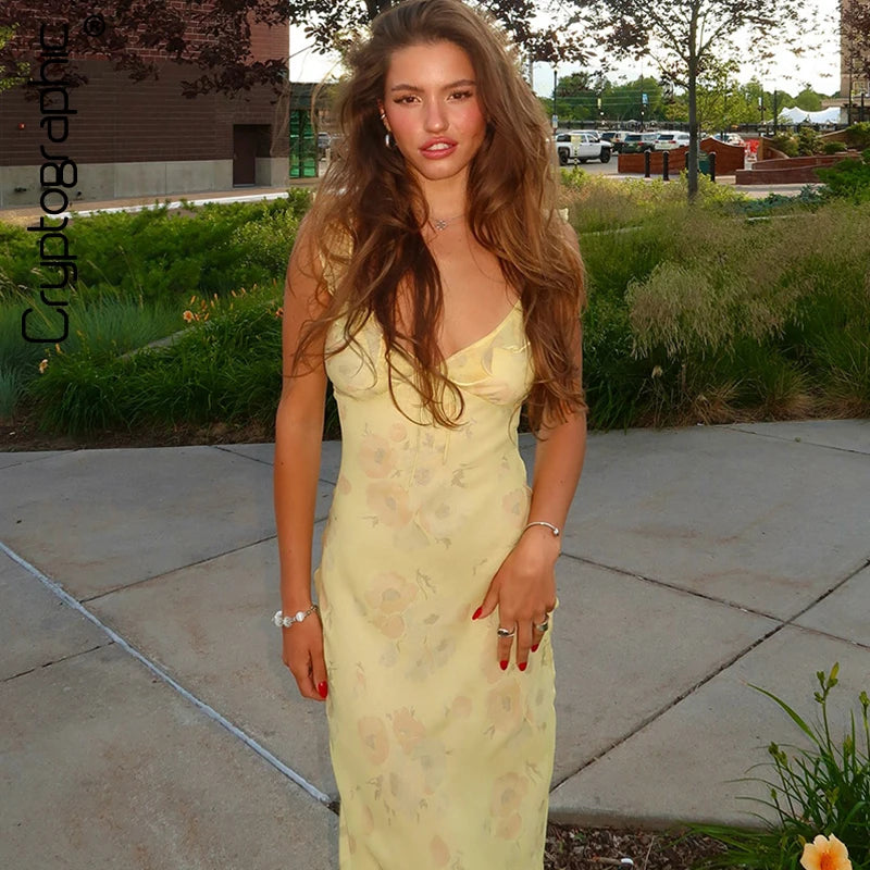 Holiday Dresses collection image featuring Floral Print Backless Maxi Dress Solene Rose