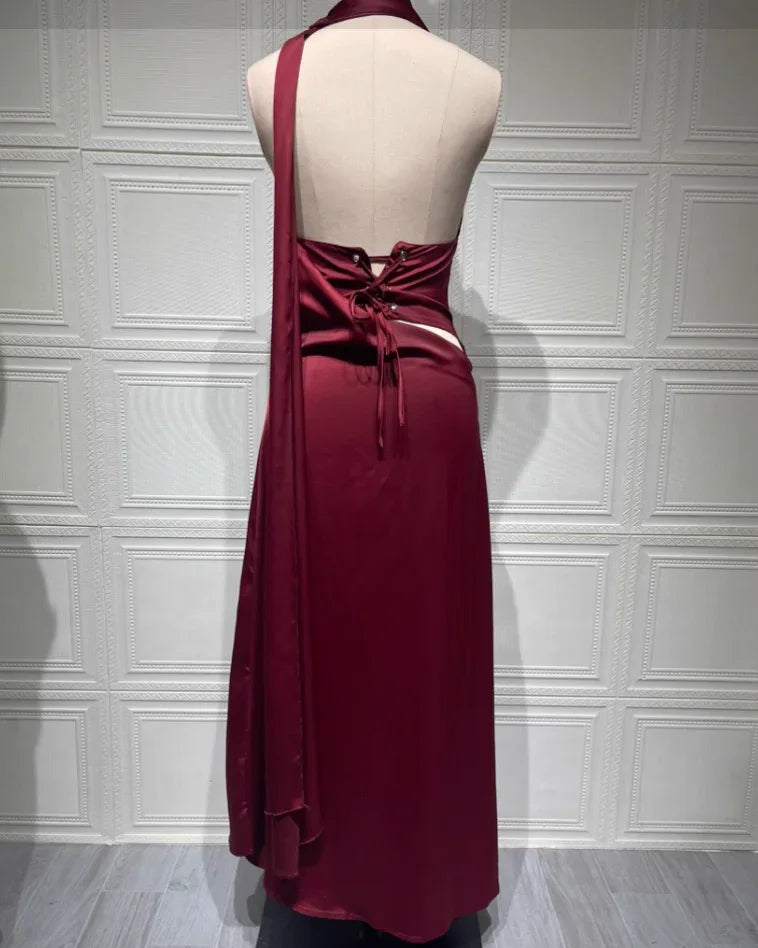 Satin Slip Maxi Dress Seraphina Rose - Rose & Mews