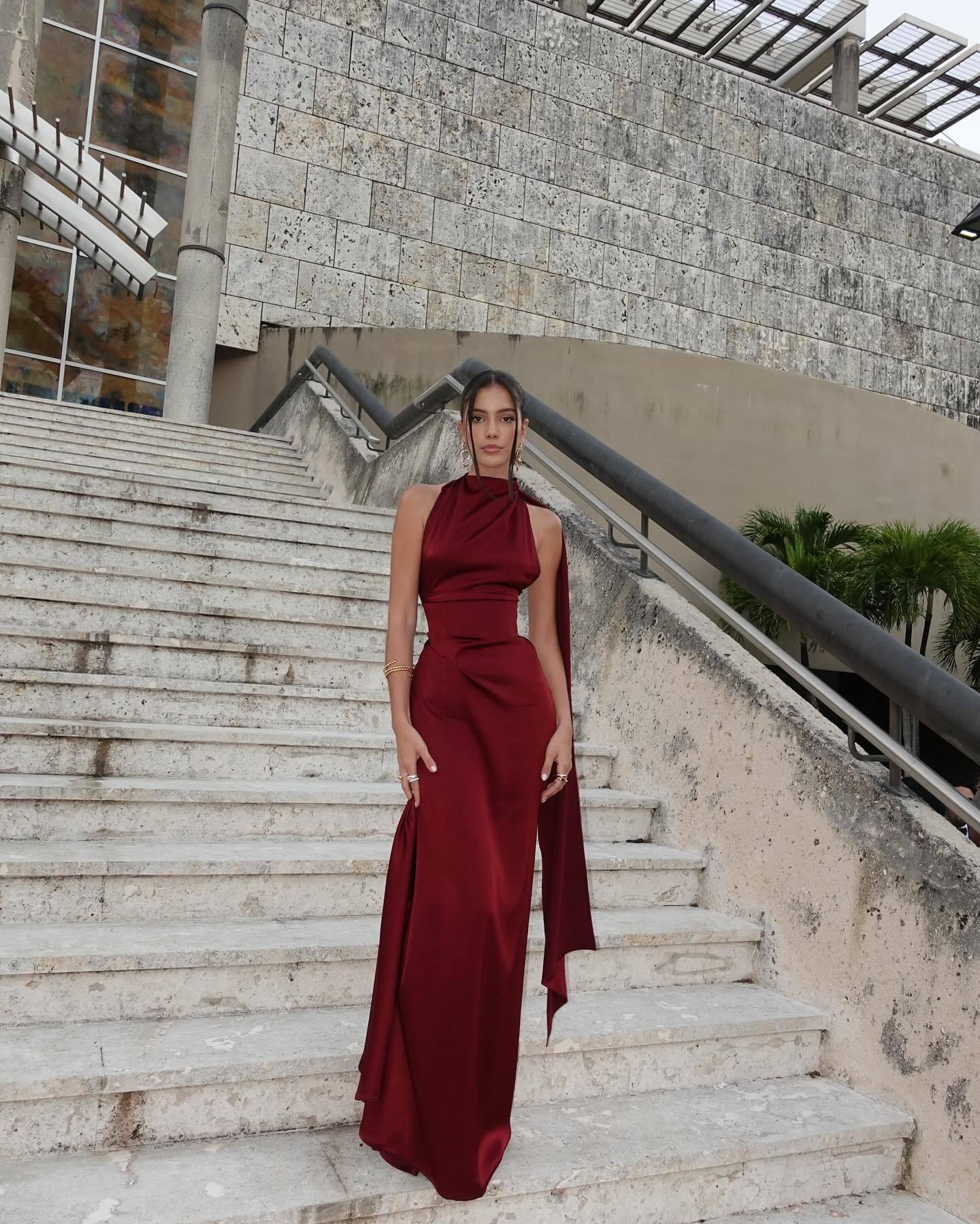 Satin Slip Maxi Dress Seraphina Rose - Rose & Mews