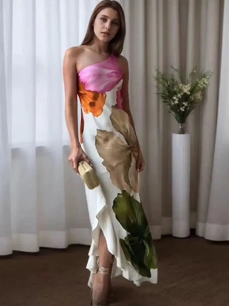 Floral One Shoulder Maxi Dress Beatrice Rose