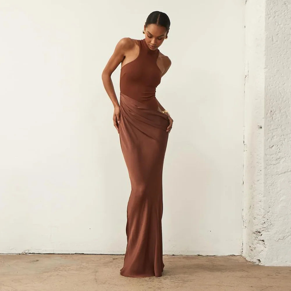 lucia satin cut out maxi dress Satin Cut-Out Maxi Dress Lucia - Evening Party Wear