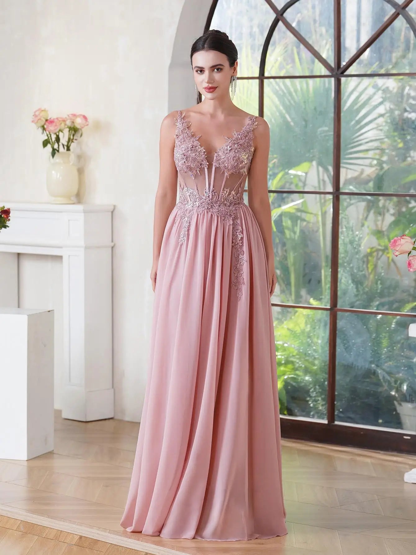 Beaded Chiffon Prom Gown Rosalind Rose