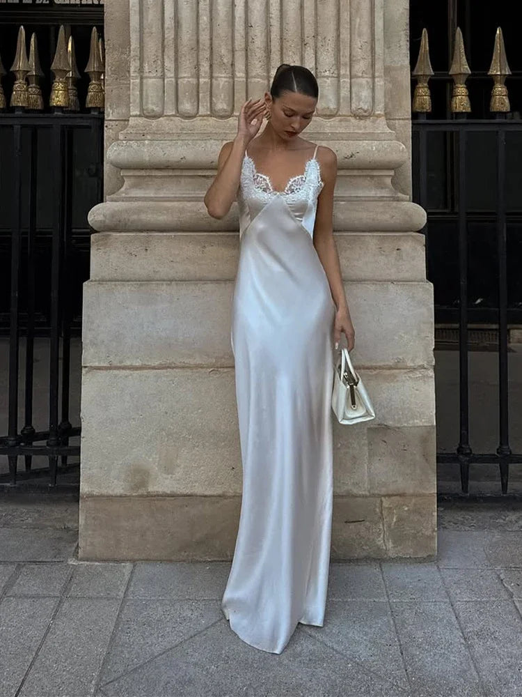 Satin Maxi Dress Celeste Rose