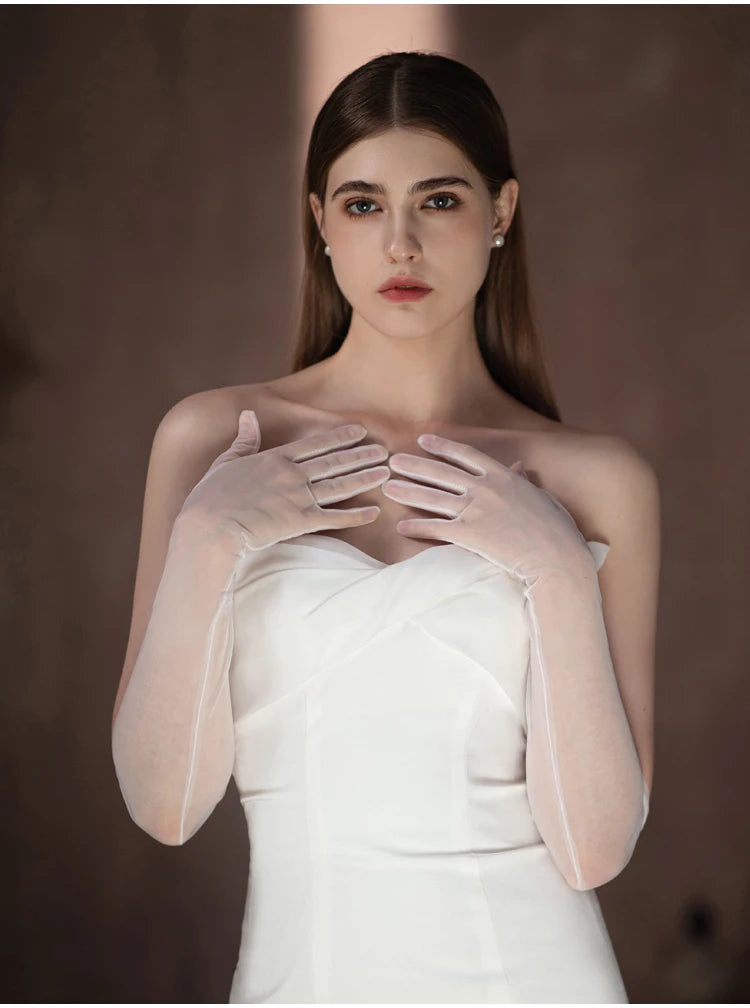 Soft Tulle Opera Bridal Gloves Seraphina Rose