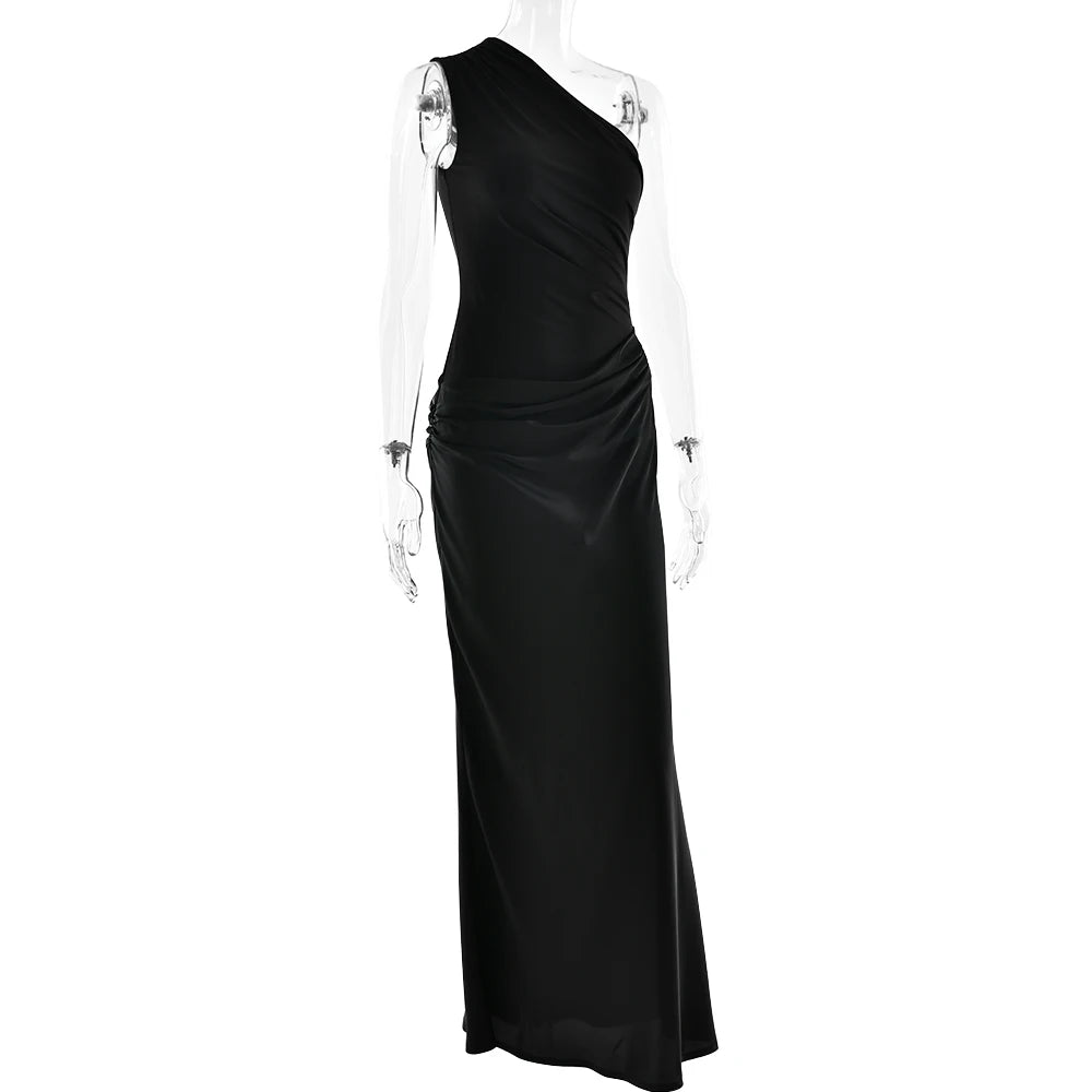 Satin One Shoulder Maxi Dress Celeste Rose