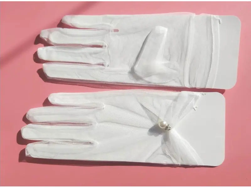 Pearl Beaded Tulle Wrist Gloves Odette Rose