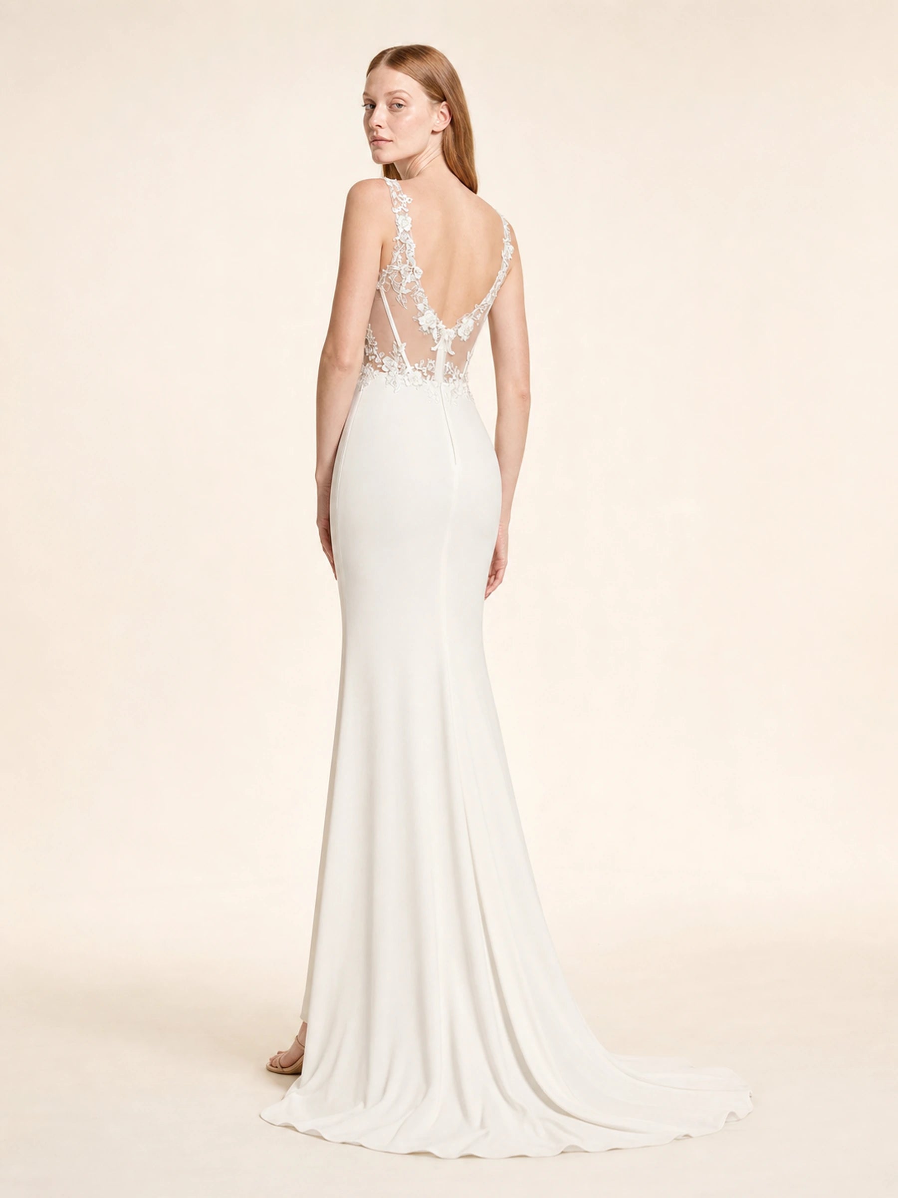 Beaded Chiffon Prom Gown Rosalind Rose - White 3040 - 02 back