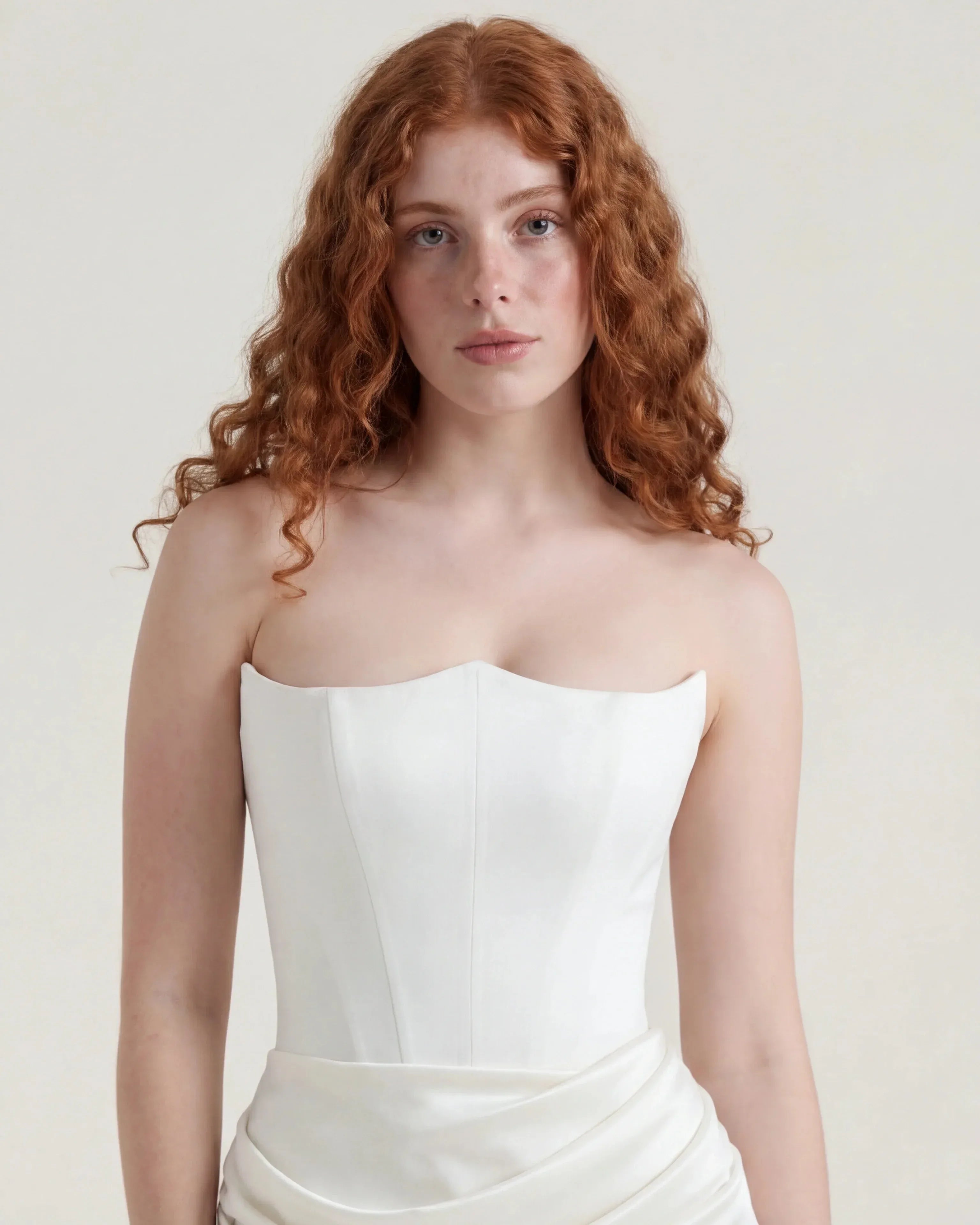 White satin maxi dress with cowl neckline, Delphine Rose by Rose & Mews