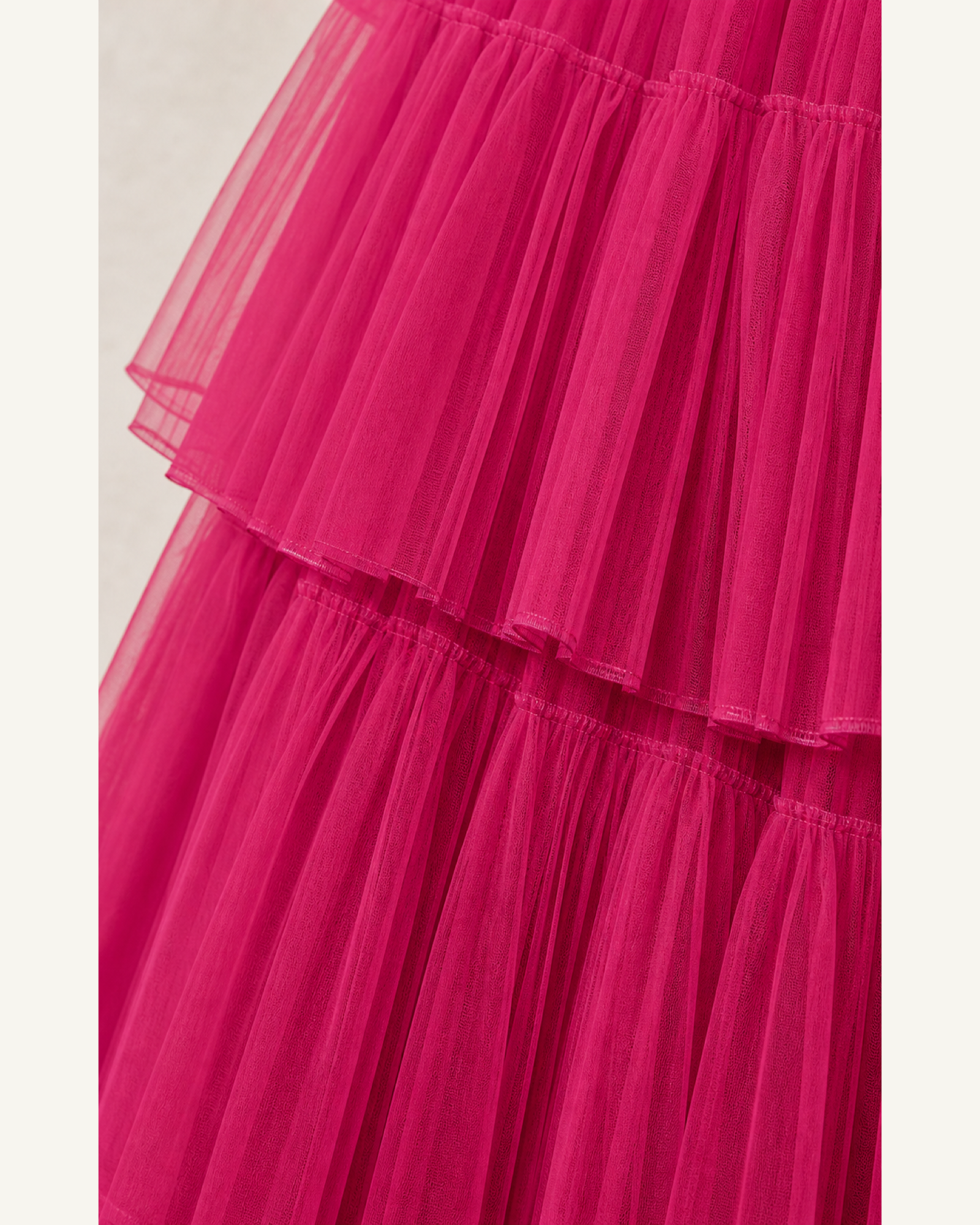 Fuchsia Pleated Prom Gown Florence Rose - Fuchsia - Fabric Closeup