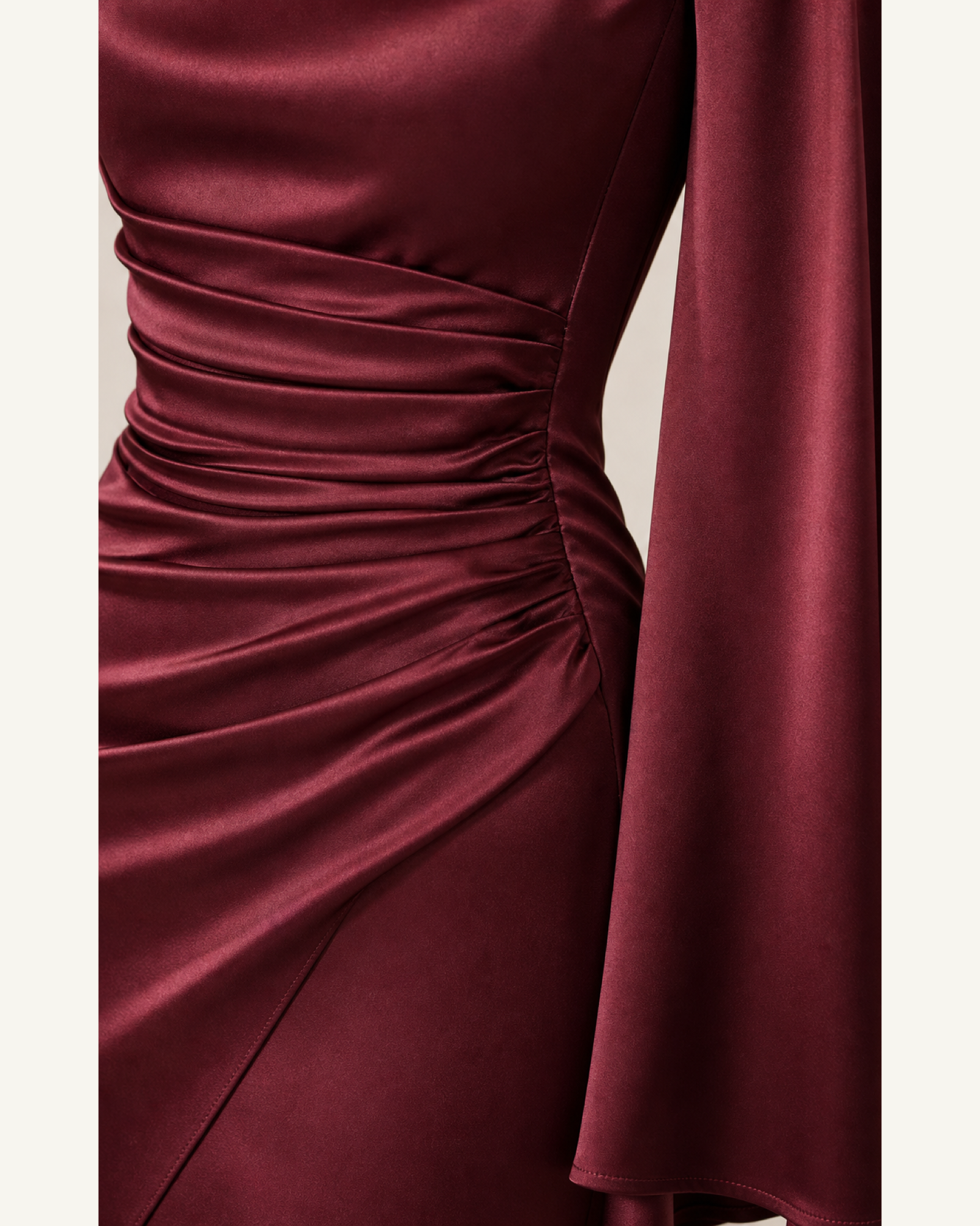 Burgundy Satin Mermaid Gown Lily Rose - Burgundy - Fabric Closeup