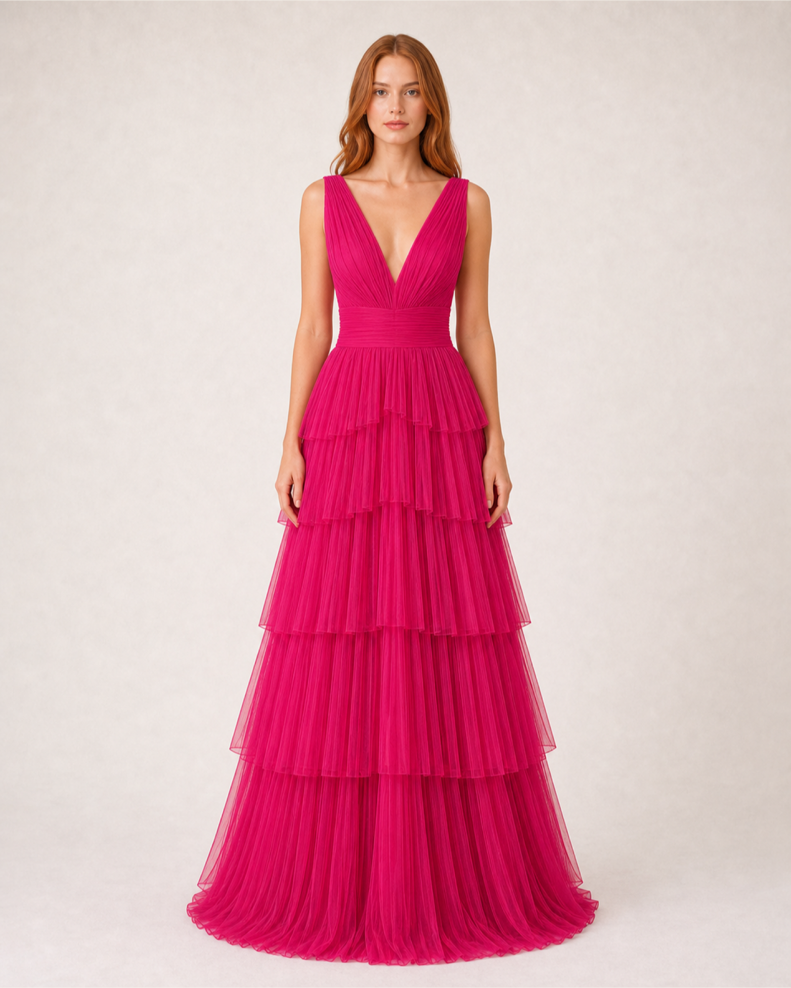 Occasion Dresses collection image featuring Fuchsia Pleated Prom Gown Florence Rose