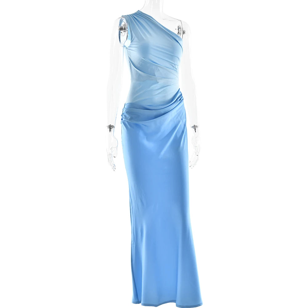 Satin One Shoulder Maxi Dress Celeste Rose
