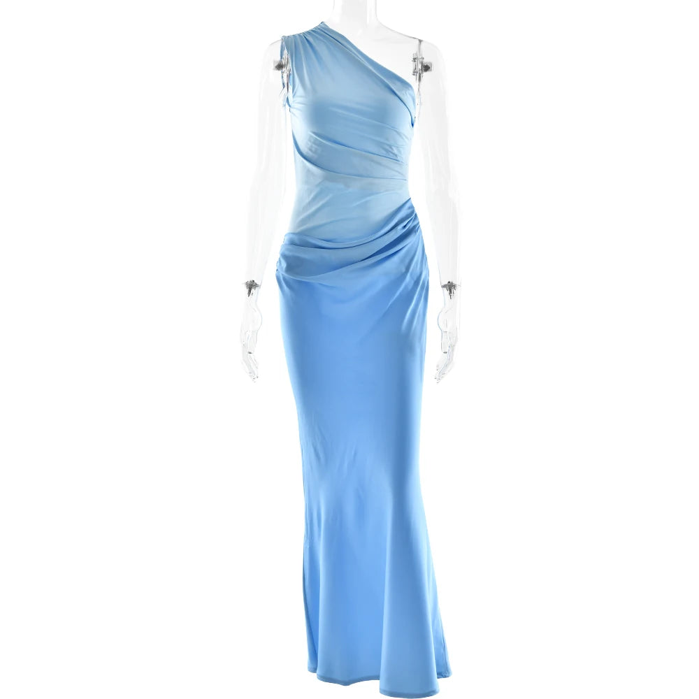 Satin One Shoulder Maxi Dress Celeste Rose