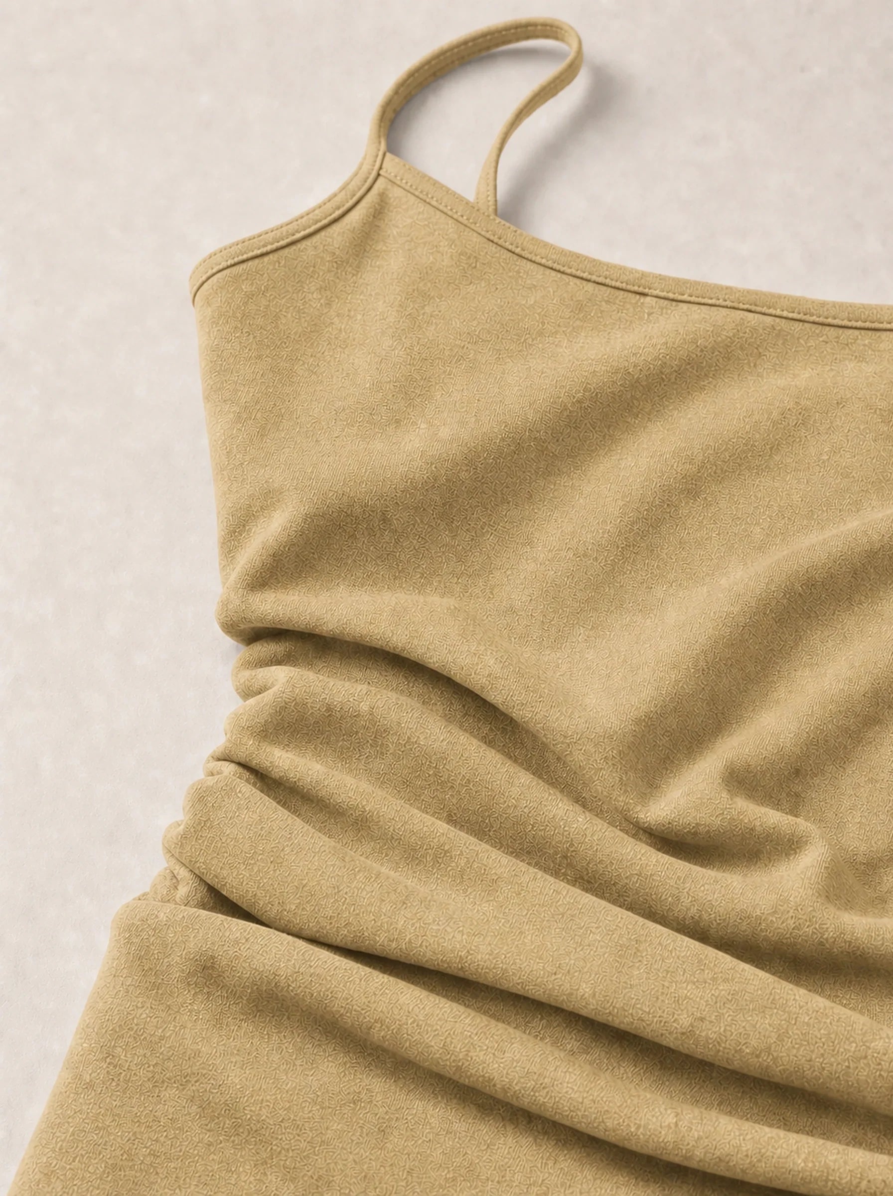 Bodycon Maxi Dress Bianca Rose in beige — fabric texture detail