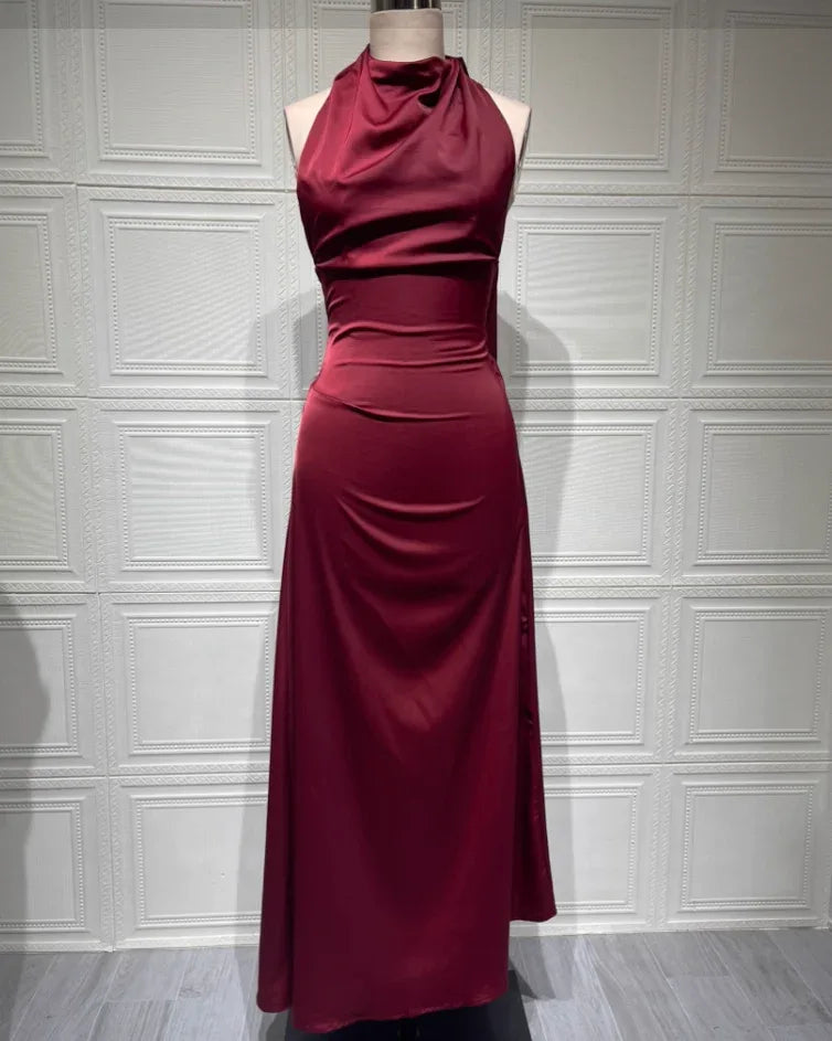 Satin Slip Maxi Dress Seraphina Rose - Rose & Mews