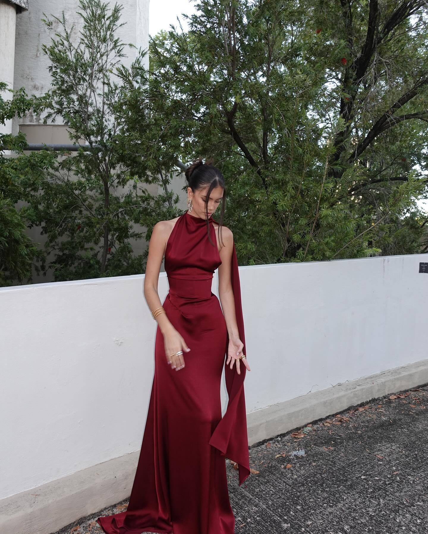 Satin Slip Maxi Dress Seraphina Rose - Rose & Mews