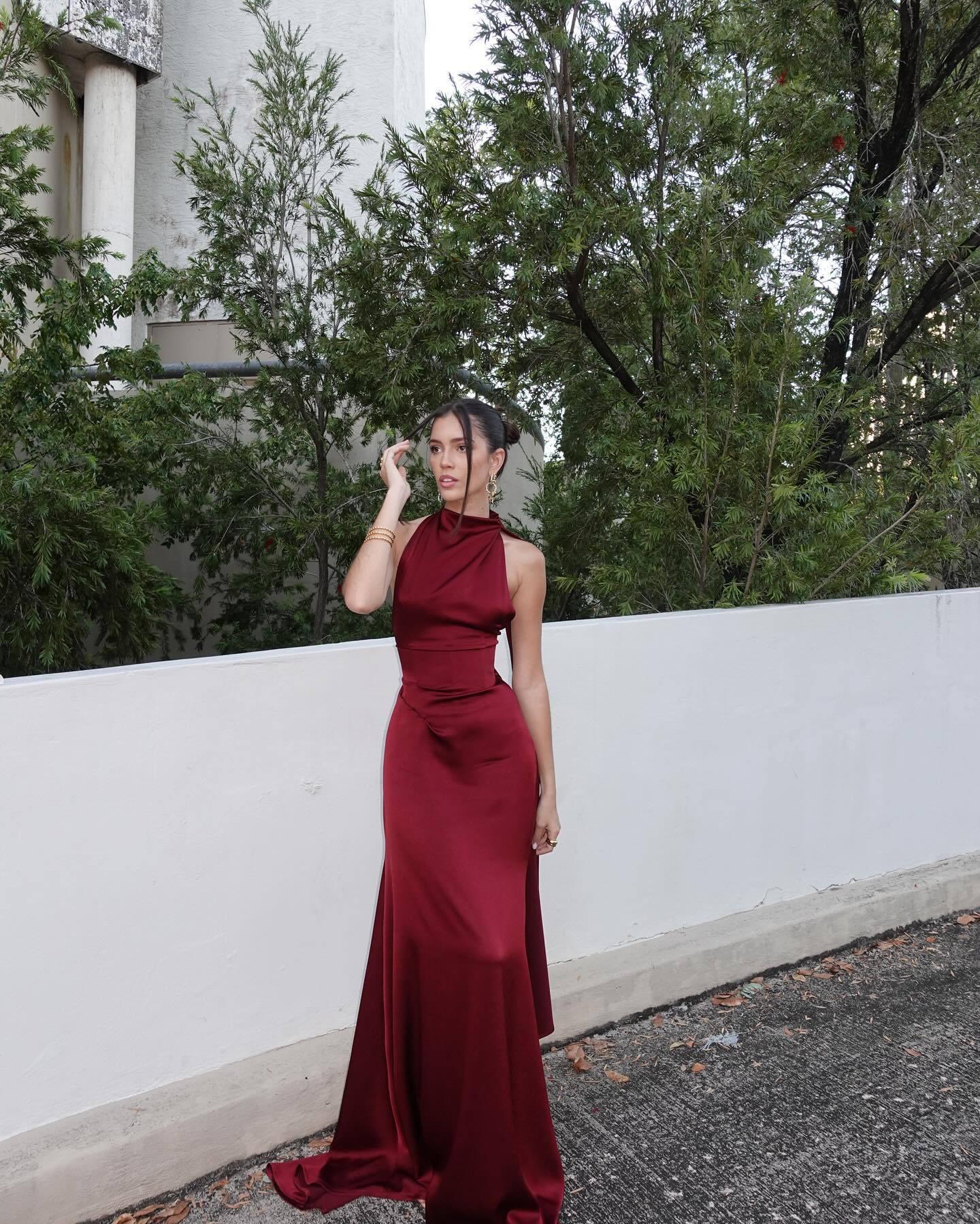 Satin Slip Maxi Dress Seraphina Rose - Rose & Mews