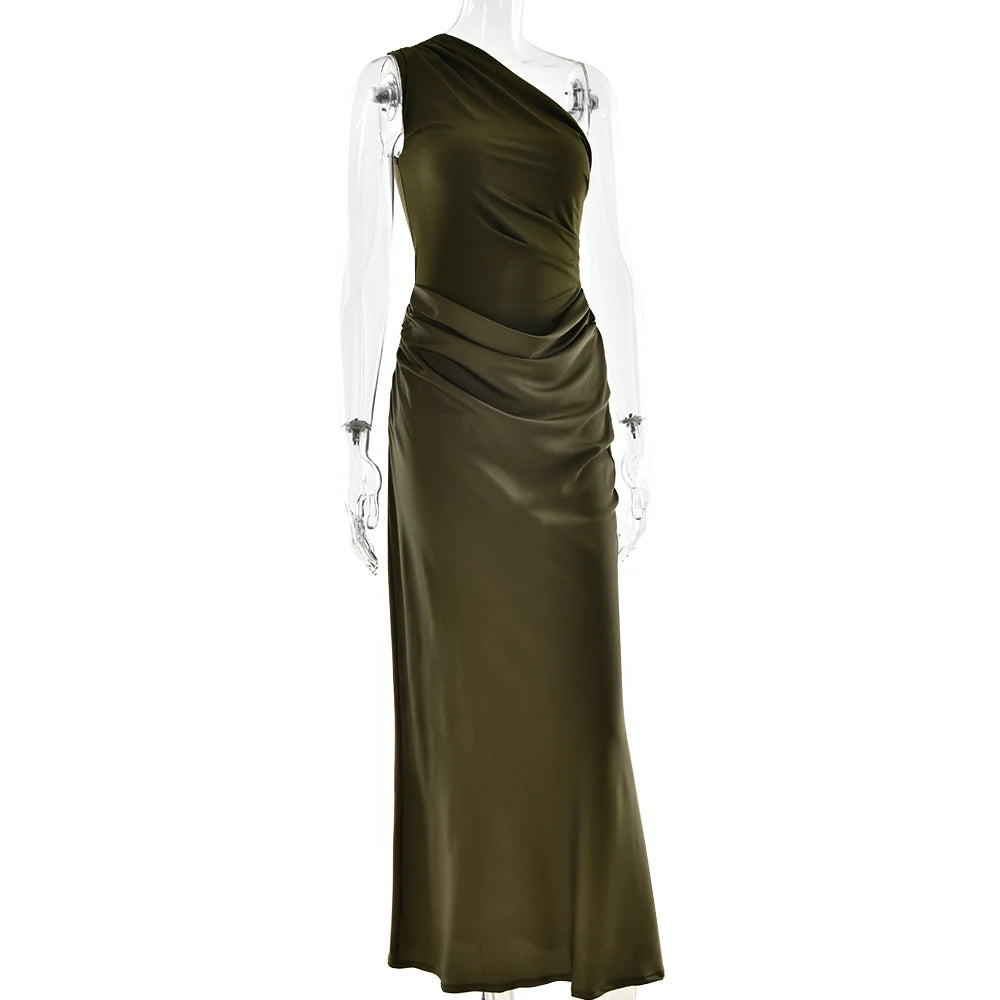 Satin One Shoulder Maxi Dress Celeste Rose