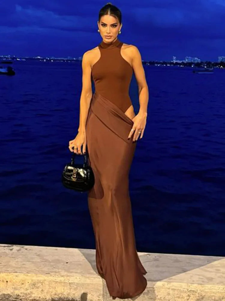 Satin Cut-Out Maxi Dress Lucia Rose
