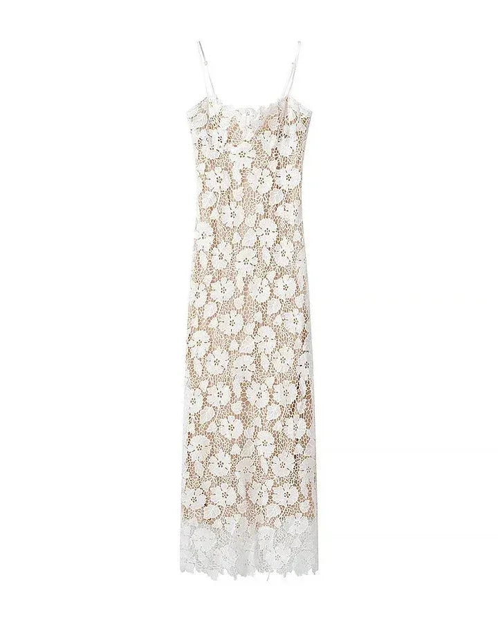 White cut out maxi dress with lace-up open back, Rosalie Rose by Rose & Mews