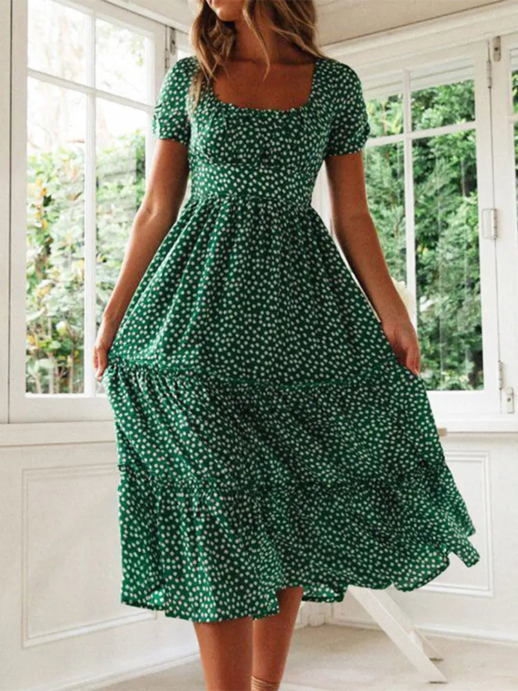 Floral Puff Sleeve Maxi Dress Isolde Rose