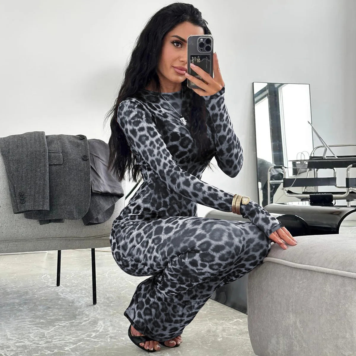 Mesh Leopard Print Maxi Dress Valentina Rose