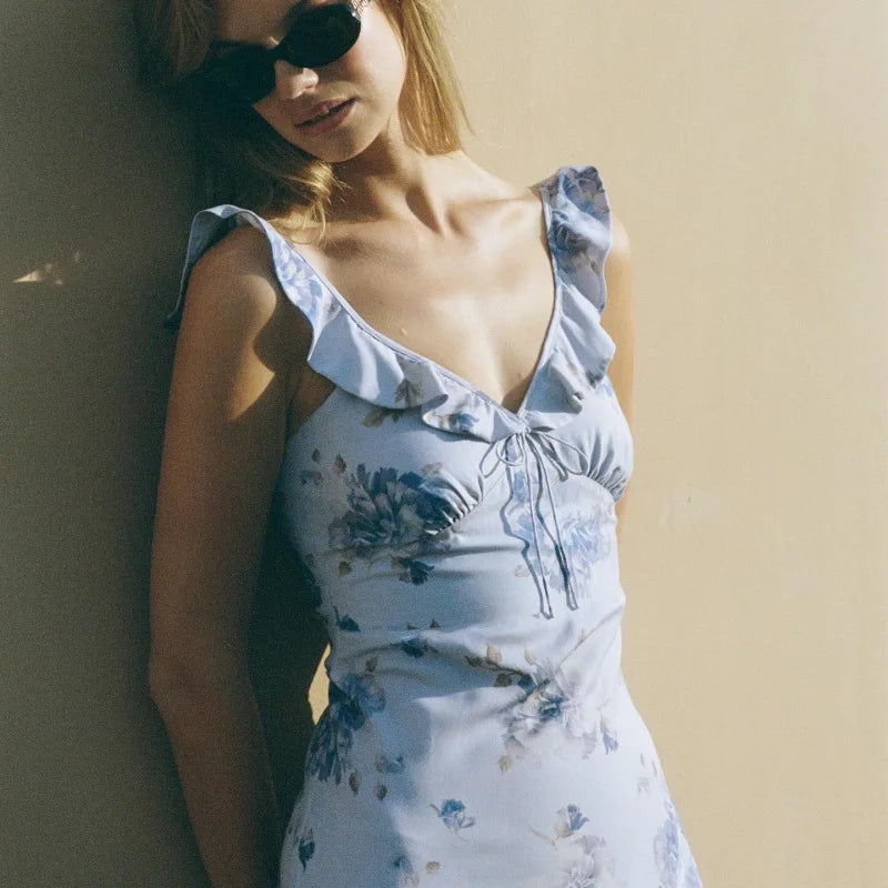 Floral Print Backless Maxi Dress Solène Rose