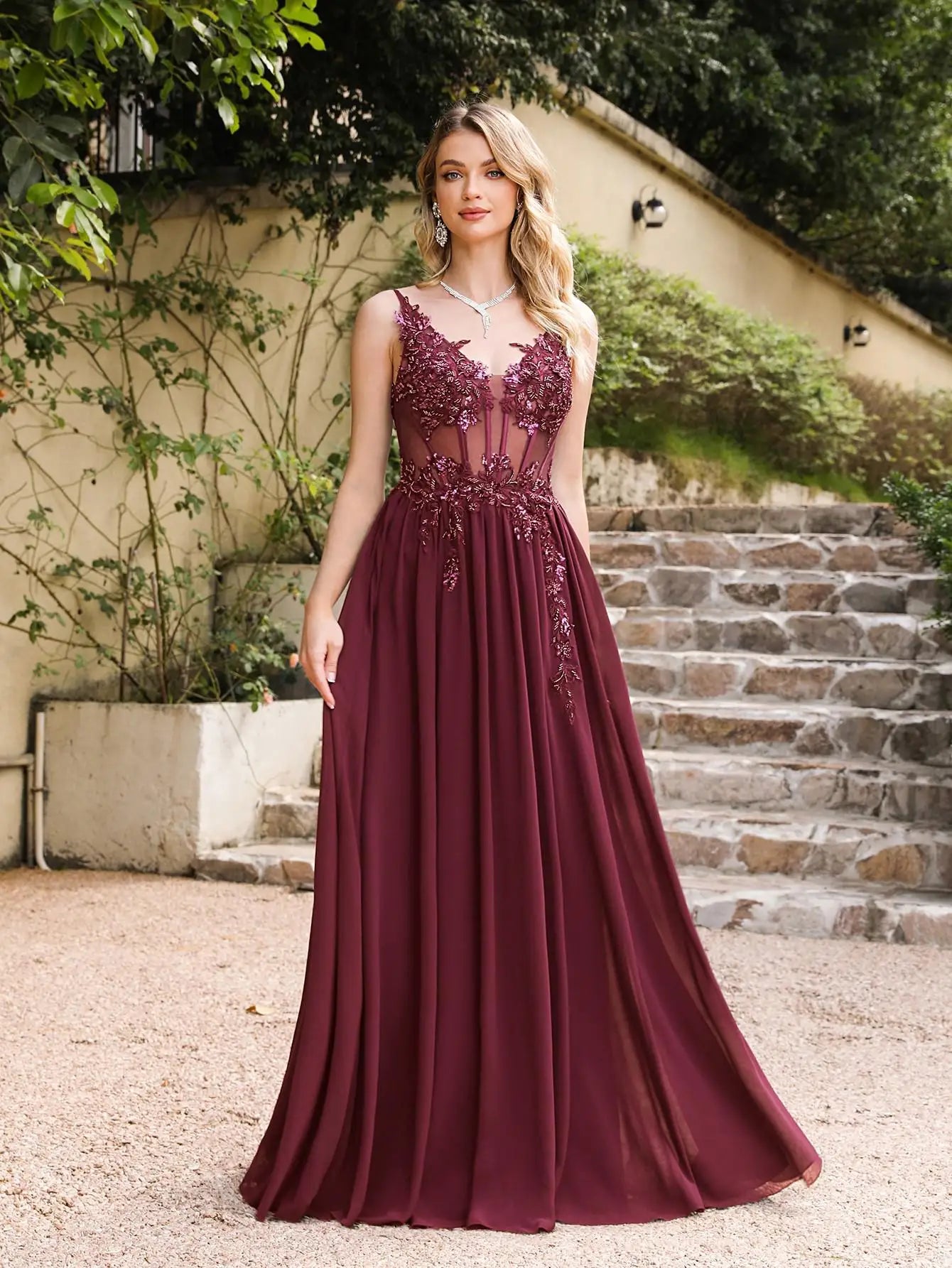Beaded Chiffon Prom Gown Rosalind Rose