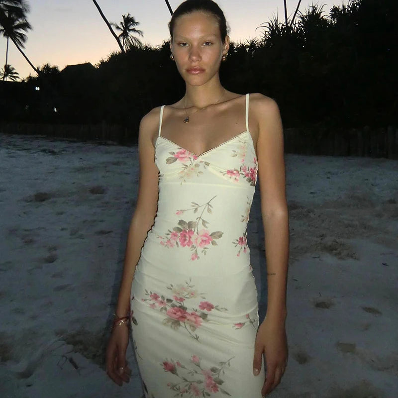 Knit Bodycon Backless Maxi Dress Aurore Rose