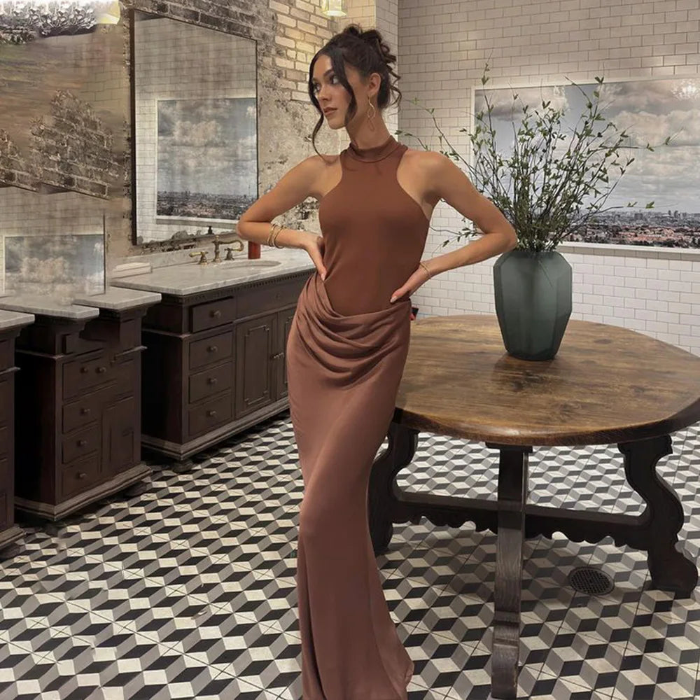 Satin Cut-Out Maxi Dress Lucia Rose
