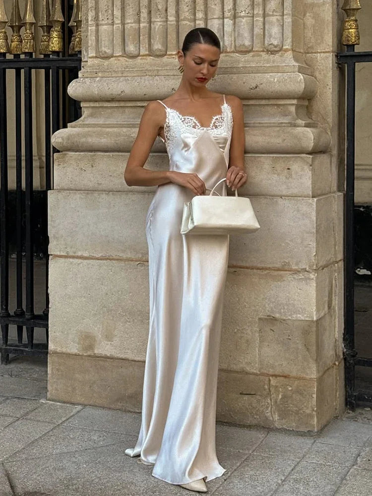 Satin Maxi Dress Celeste Rose