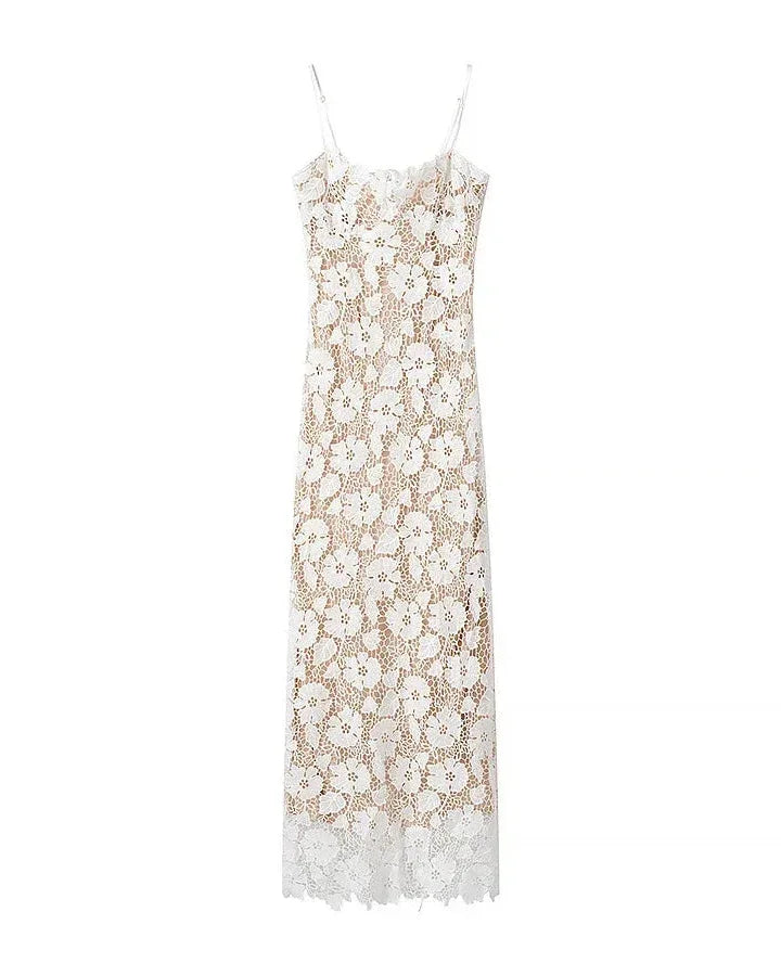 White cut out maxi dress with lace-up open back, Rosalie Rose by Rose & Mews