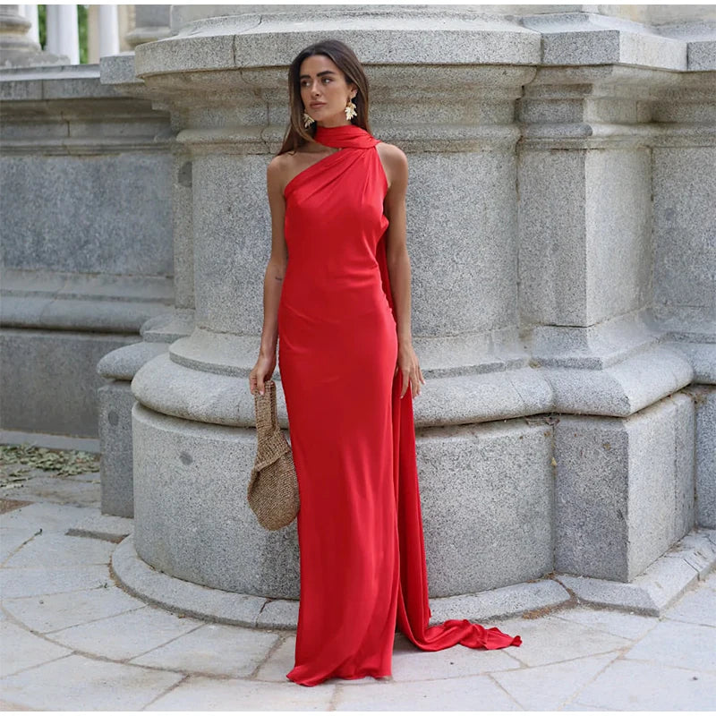 Satin Halter Dress Margot Rose