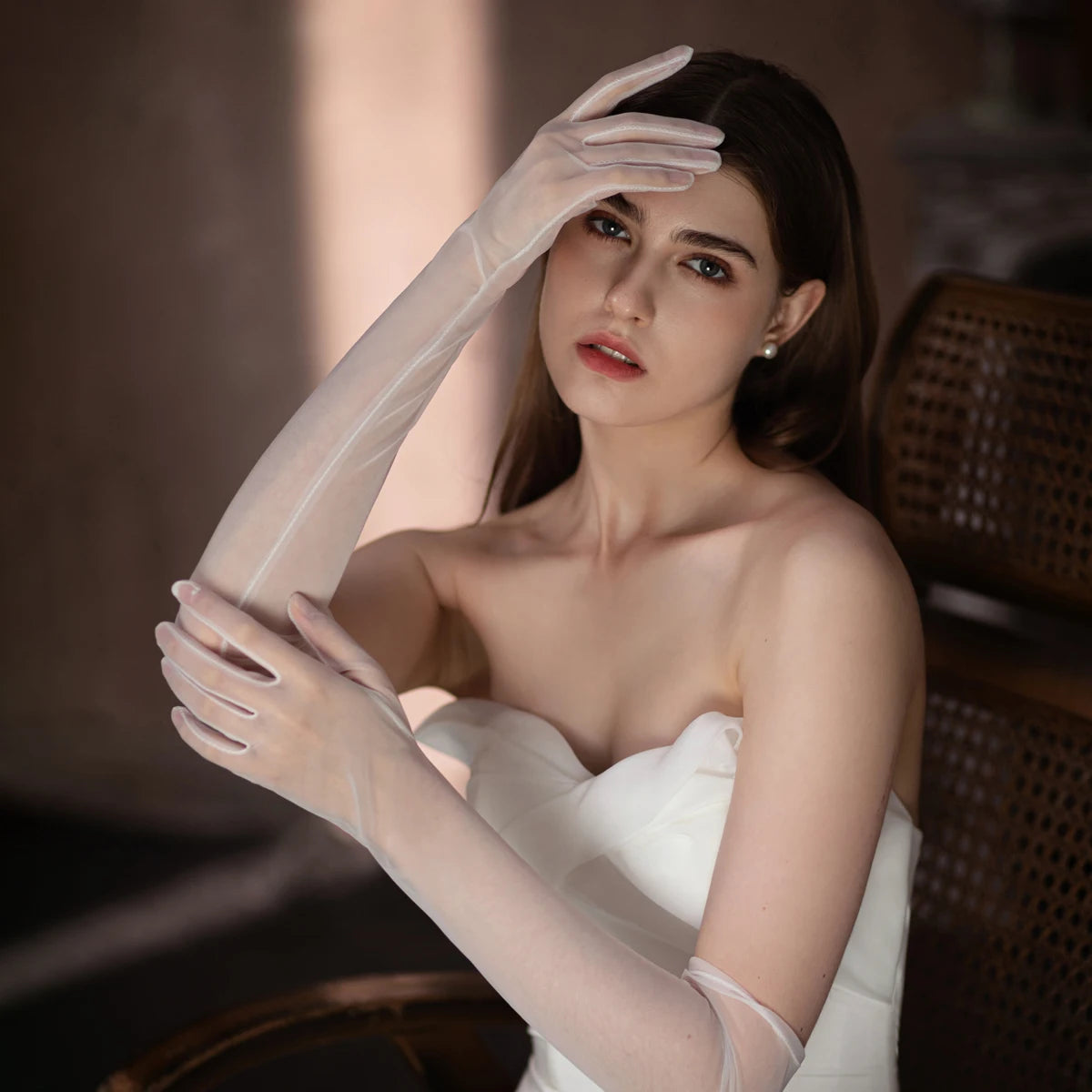 Soft Tulle Opera Bridal Gloves Seraphina Rose
