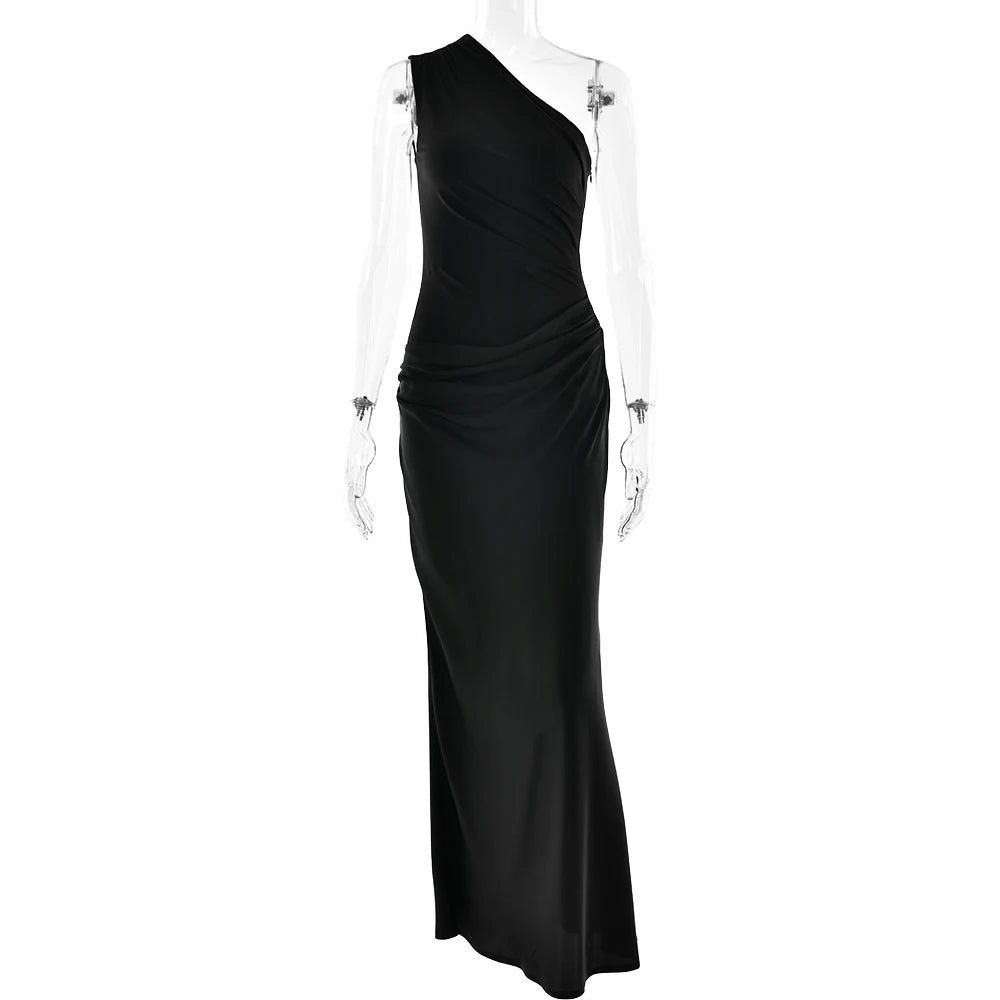 Satin One Shoulder Maxi Dress Celeste Rose