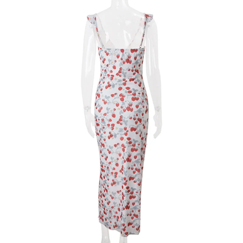 Floral Print Backless Maxi Dress Solène Rose