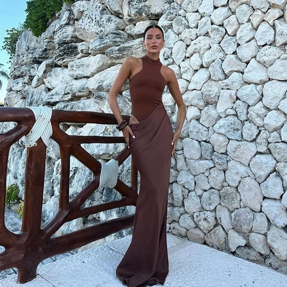 Satin Cut-Out Maxi Dress Lucia Rose