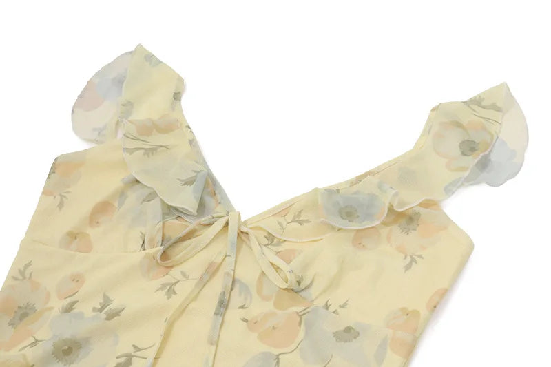 Floral Print Backless Maxi Dress Solène Rose