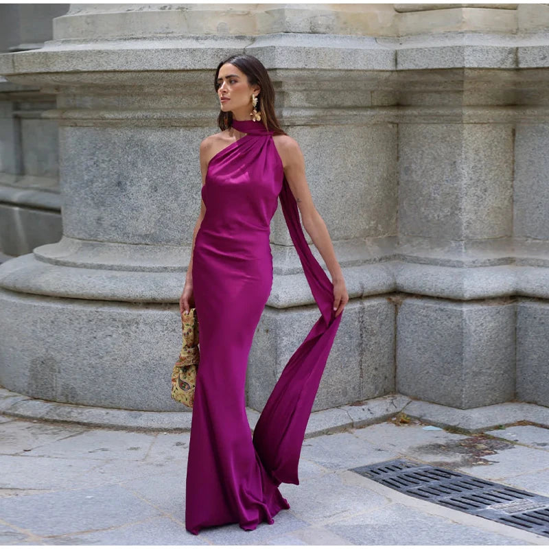 Satin Halter Dress Margot Rose