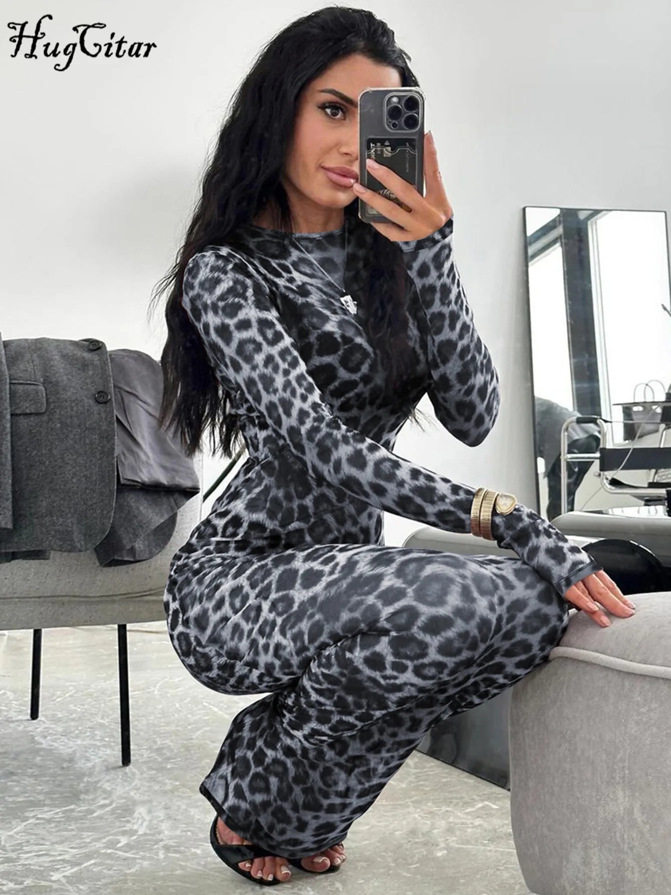 Mesh Leopard Print Maxi Dress Valentina Rose