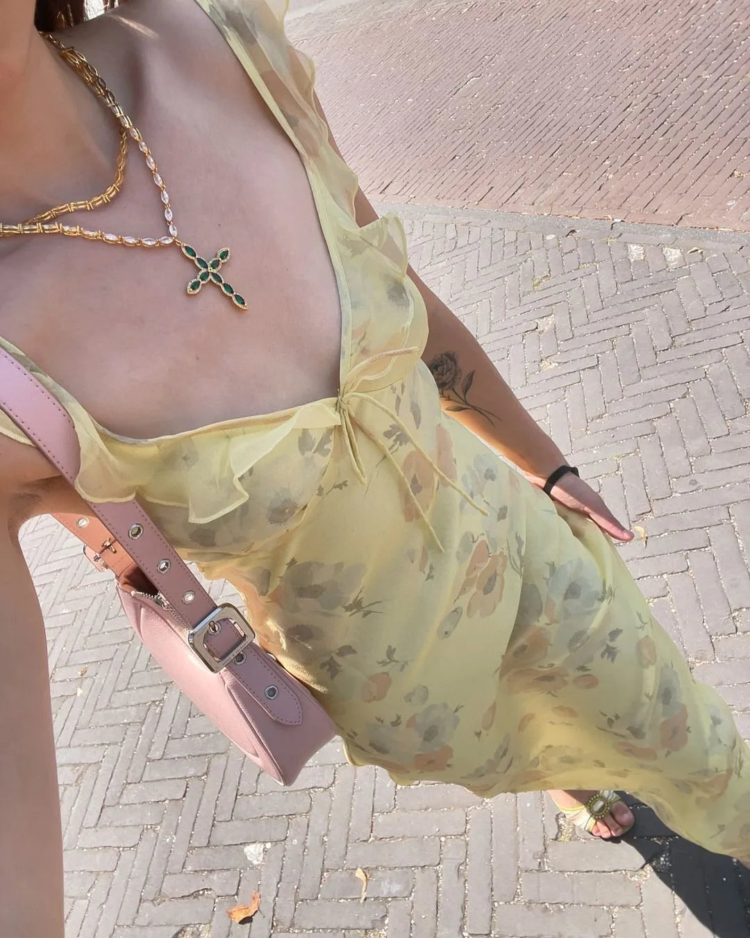 Floral Print Backless Maxi Dress Solène Rose