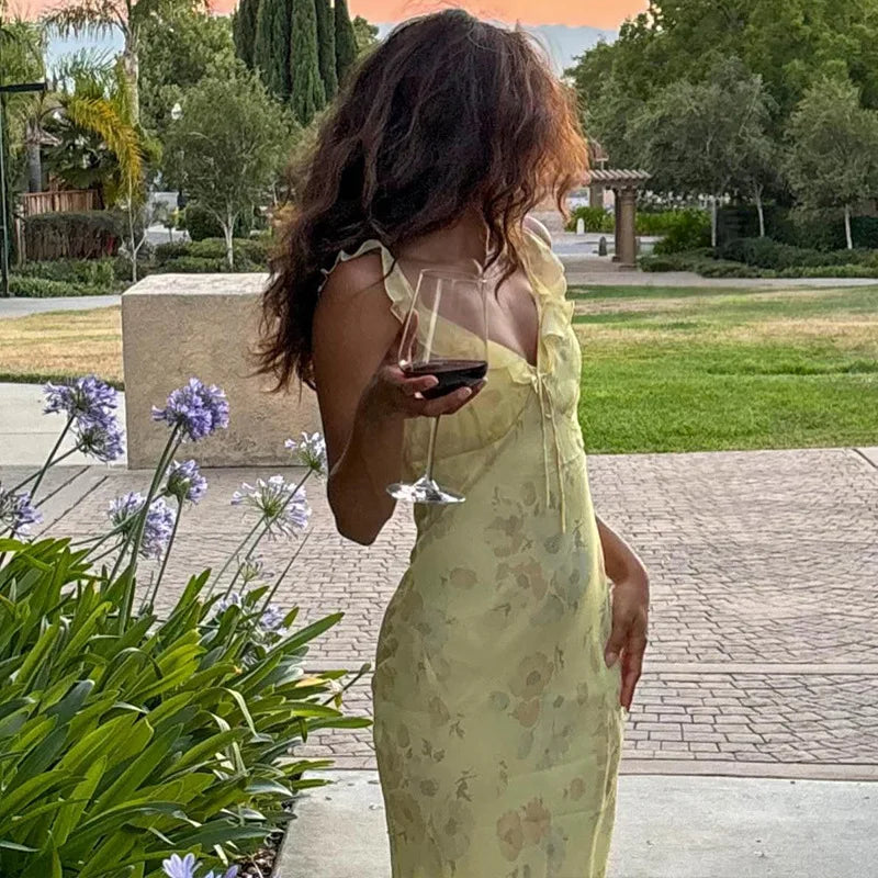 Floral Print Backless Maxi Dress Solène Rose