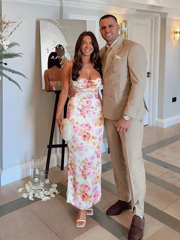 Floral Spaghetti Strap Maxi Dress Celeste Rose