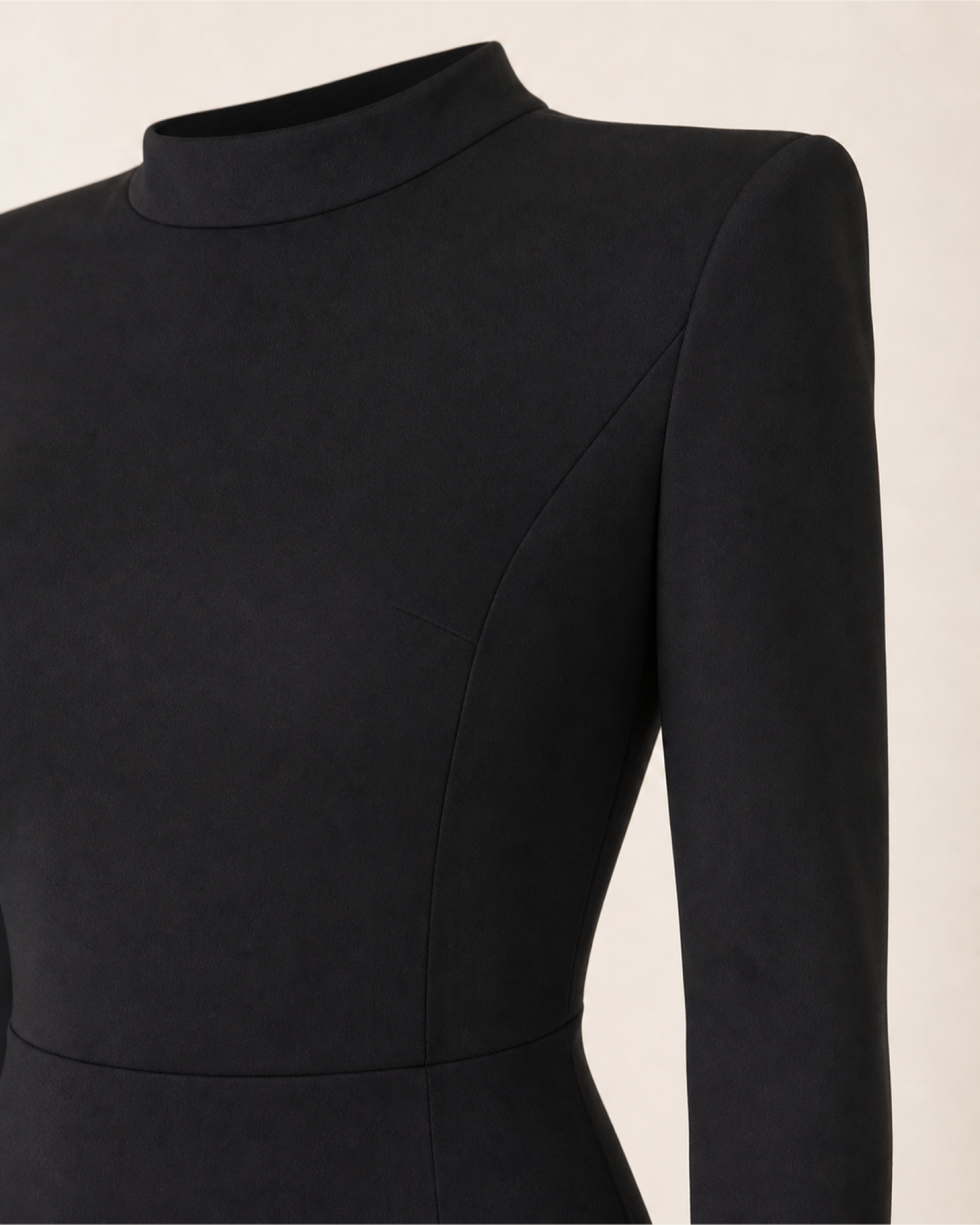 Long Sleeve Mermaid Prom Gown Amara Rose - Black - Upper Closeup