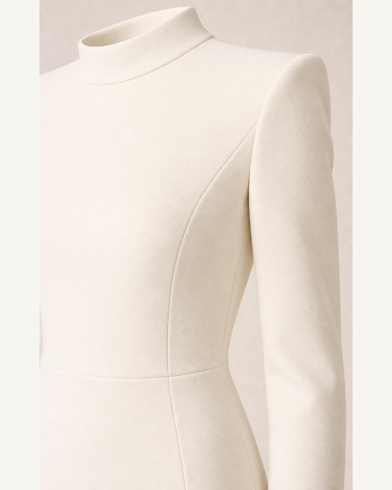Long Sleeve Mermaid Prom Gown Amara Rose - Ivory - Upper Closeup