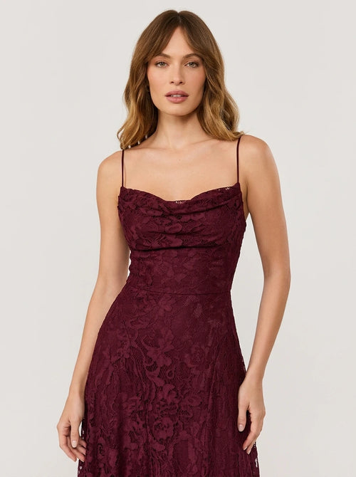 Red Jacquard Slip Maxi Dress Valentina Rose