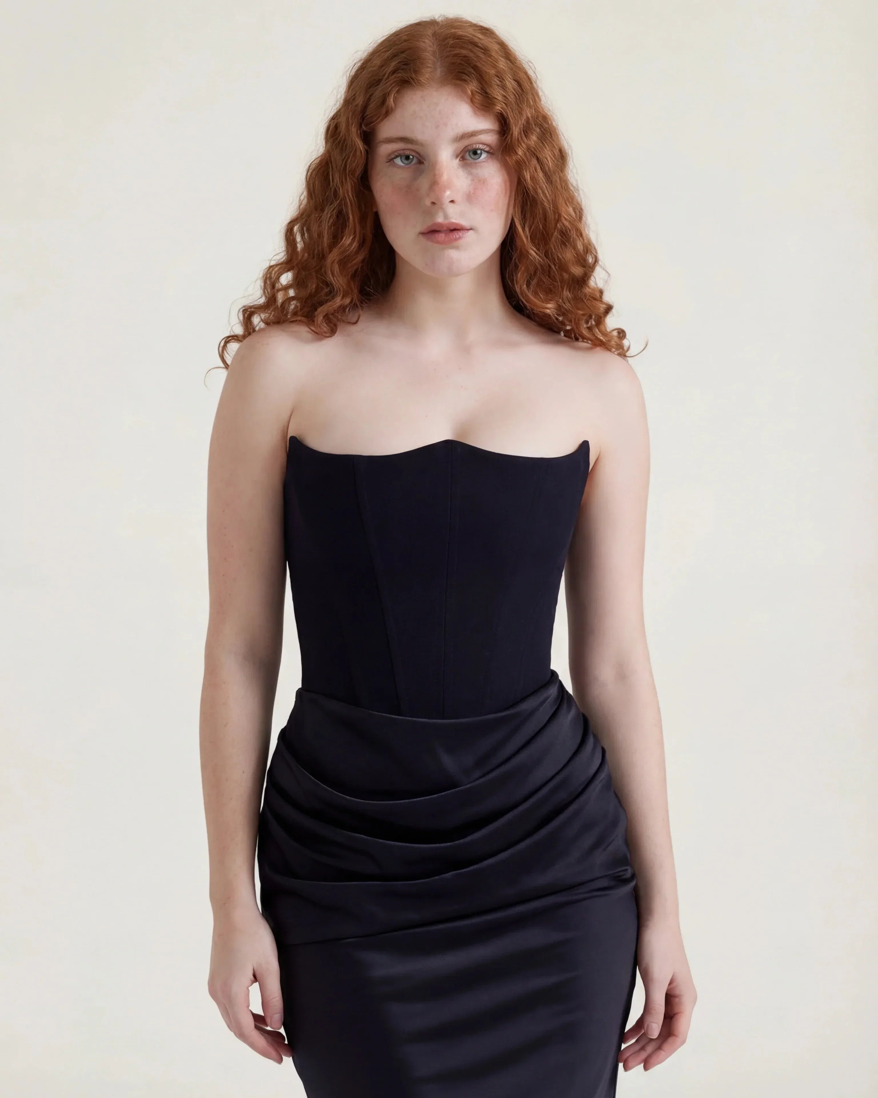 Black satin maxi dress with cowl neckline, Delphine Rose by Rose & Mews