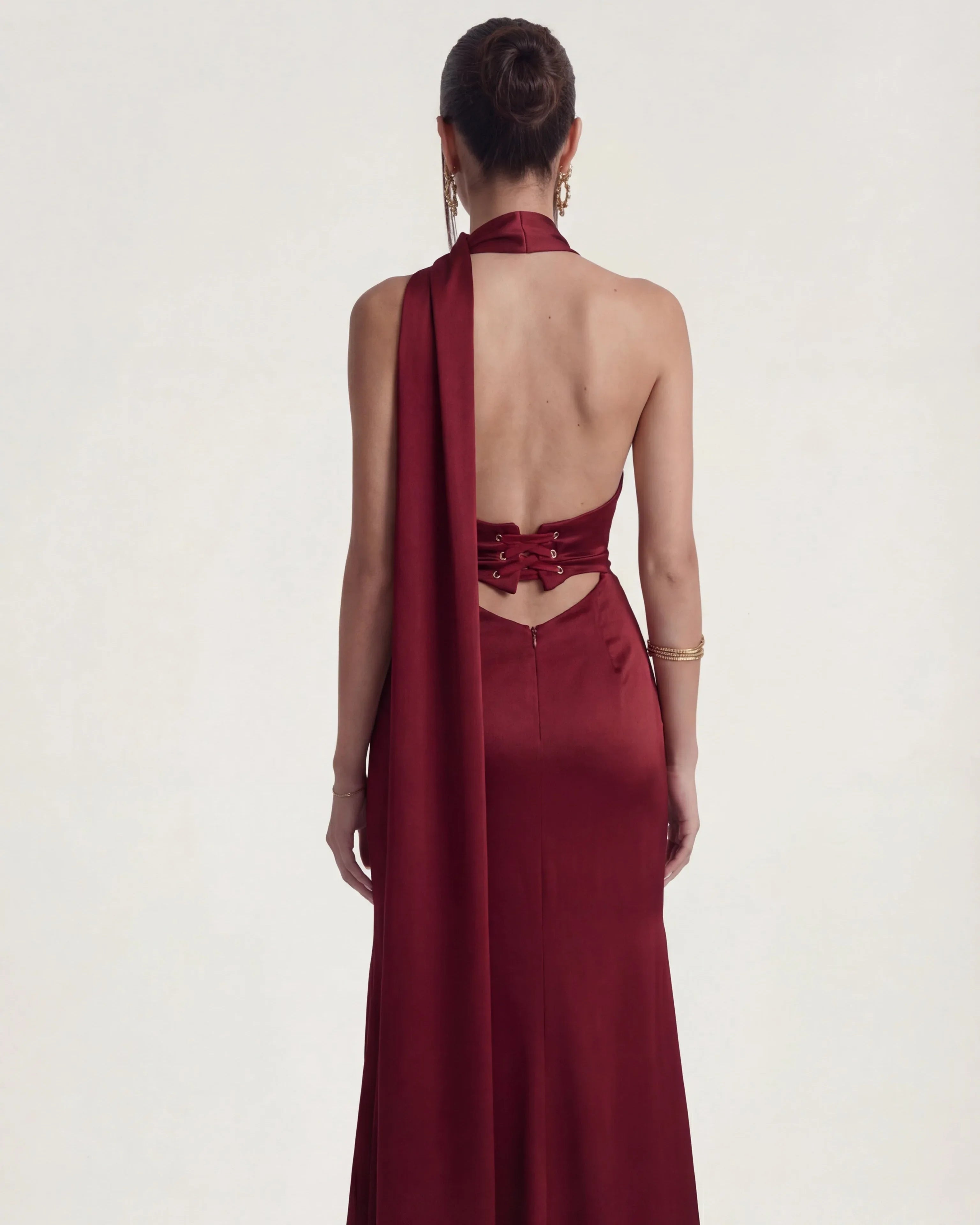 Satin Slip Maxi Dress Seraphina Rose - Rose & Mews