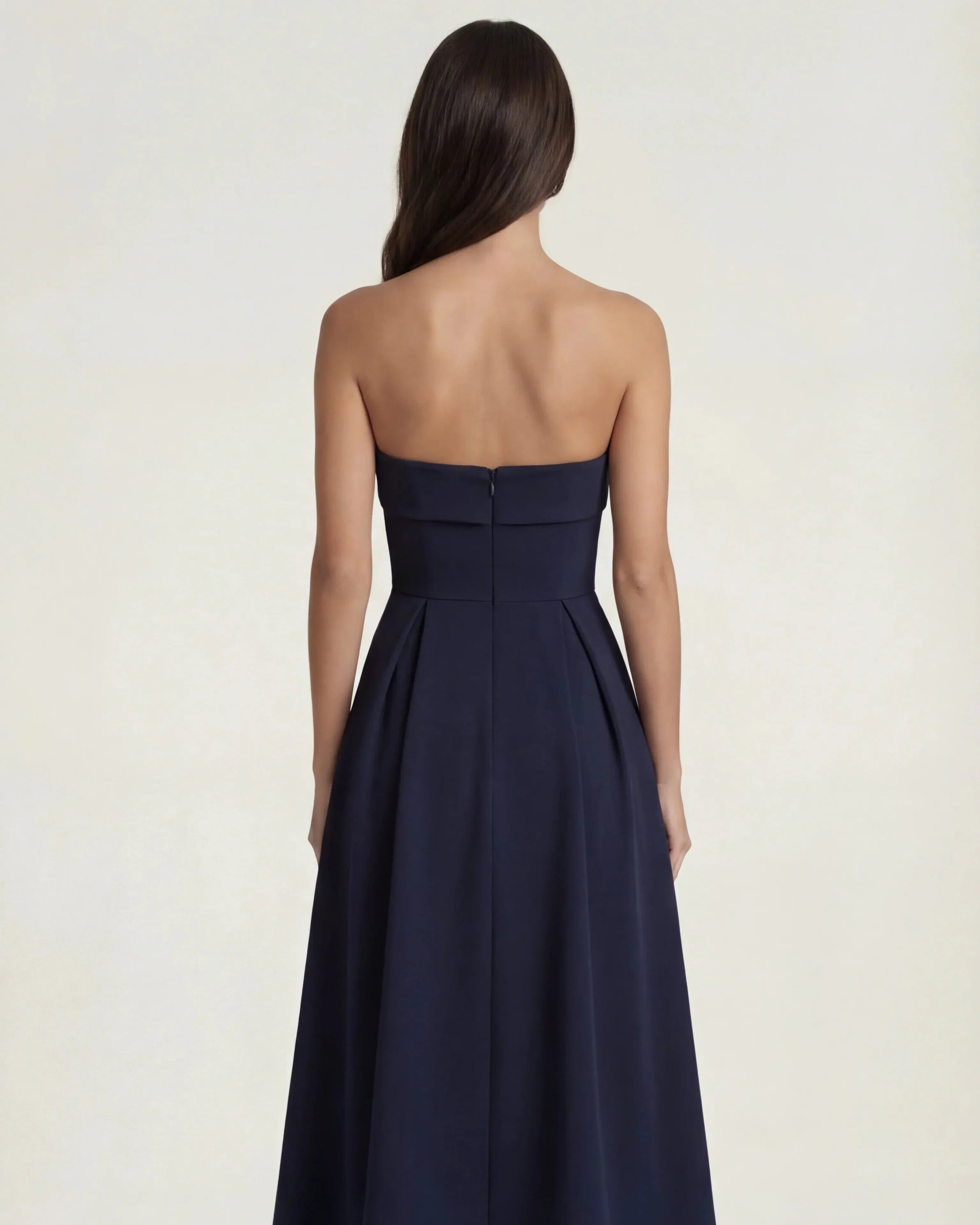 Navy Blue wrap midi dress with flattering draped fit, Penelope Rose by Rose & Mews