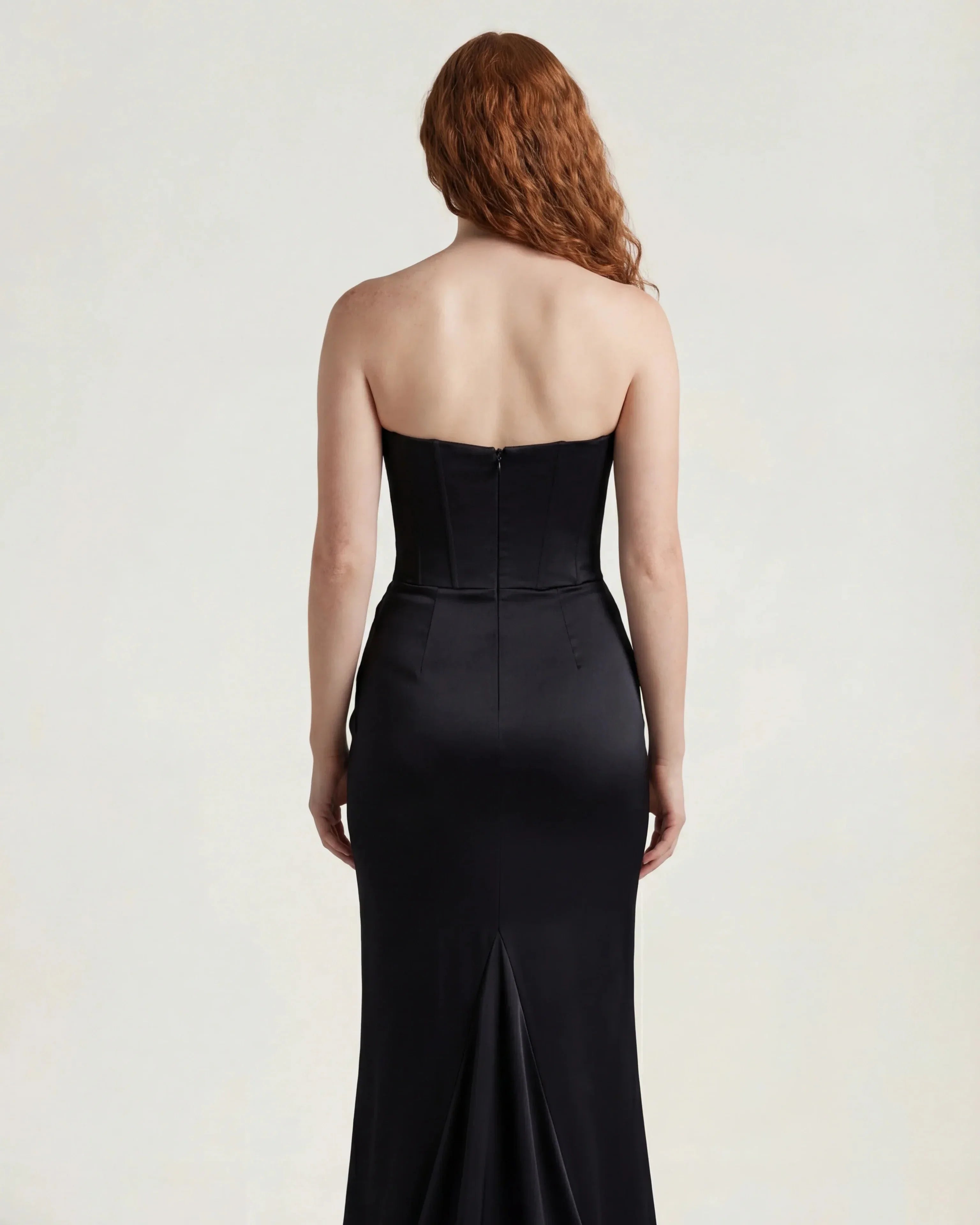 Black satin maxi dress with cowl neckline, Delphine Rose by Rose & Mews